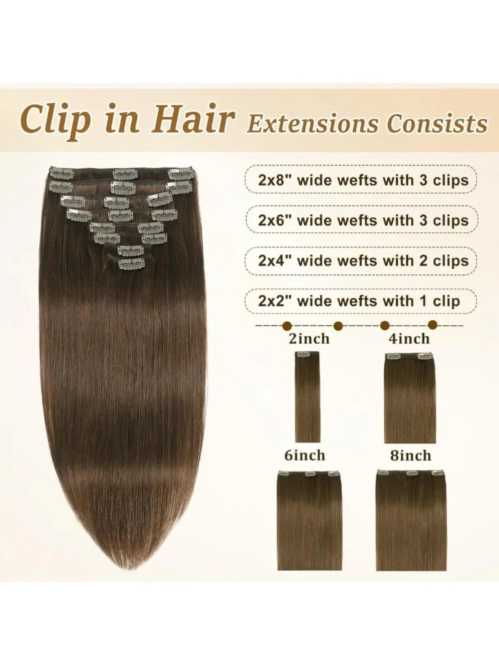 Chocolate Brown Clip-In Hair Extensions 16